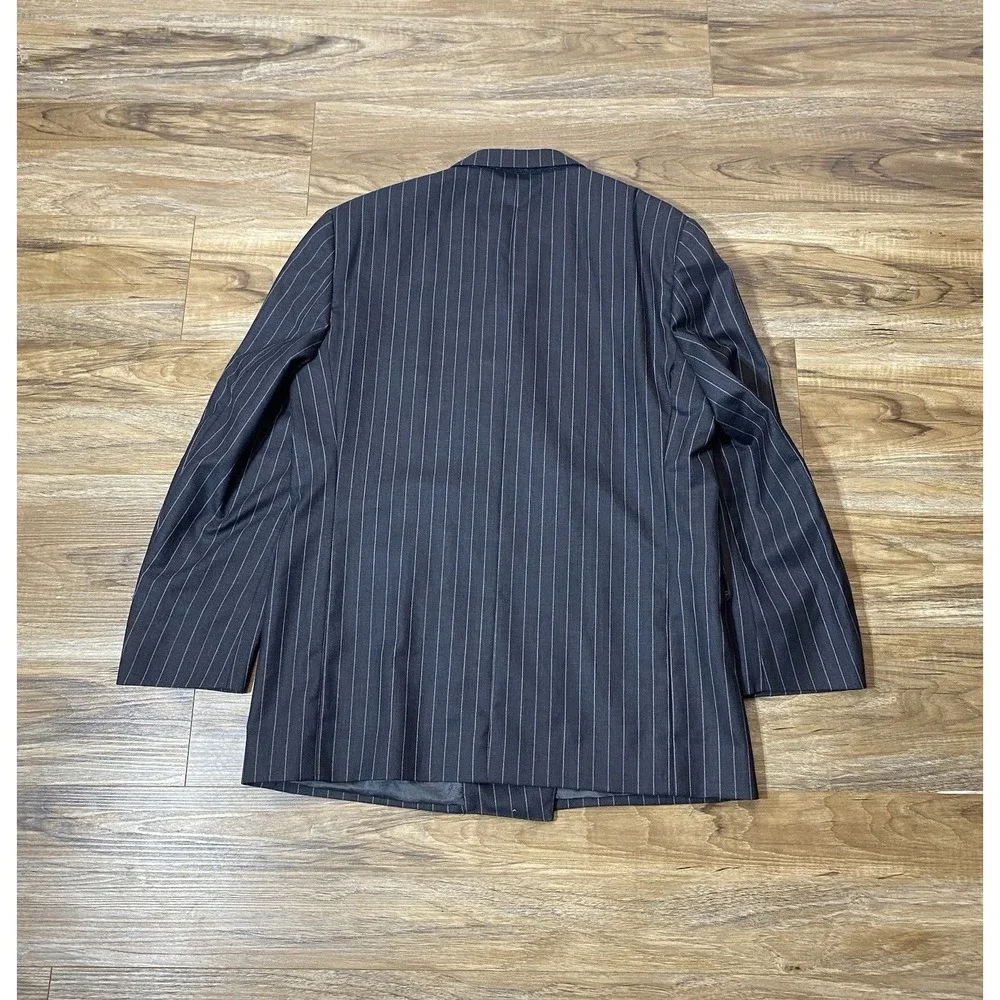 Vintage Angelico Made In Italy Double Breasted Wool Pinstripe Blazer Mens 40R